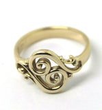 Genuine 9ct Gold 375 Full Solid Yellow, Rose or White Gold Filigree Swirl Ring - Choose your size from N to S