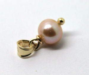 Genuine 9k  9ct Solid Yellow, Rose or White Rose Gold  Pink / White Ball Pearl Pendant Charm