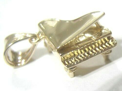 Genuine New 9ct Yellow, Rose or White Gold Solid 3D Piano Pendant Or Charm