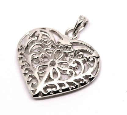 Kaedesigns Genuine 18ct Large Yellow, Rose or White Gold Filigree Double Sided Heart Pendant