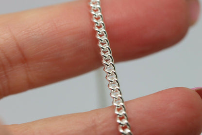 Sterling Silver Diamond Cut Round Kerb Curb Link Necklace Chain *Many sizes available