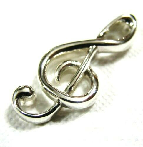 Kaedesigns Large Sterling Silver Solid Treble Clef Music Note pendant