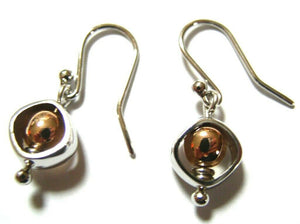 Kaedesigns Genuine 9ct 9kt White & Rose Gold 375 Belcher Ball Drop Earrings
