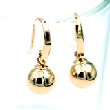 Kaedesigns Genuine New 9ct 9kt Yellow, Rose or White Gold 10mm Hook Drop Ball Earrings