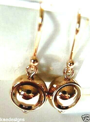 Kaedesigns, Genuine 9ct 9kt Yellow, Rose or White Gold Spinning Belcher Ball Drop Earrings