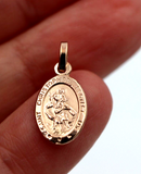 Genuine 9ct Yellow or Rose Gold Small St Christopher Pendant or Charm Travel Saint