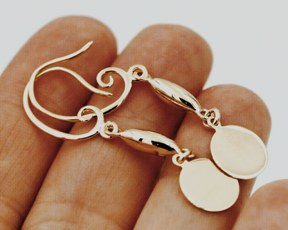 Genuine 9ct Yellow, Rose or White Gold Earrings Disc Drop Hook Earrings