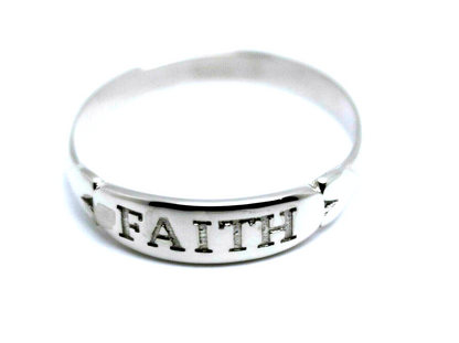 Genuine Solid Sterling Silver 925 Faith Ring - Choose your size H to P