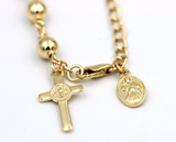 Genuine 9ct Yellow, Rose or White gold 6mm Ball Rosary Bead bracelet 21cm long
