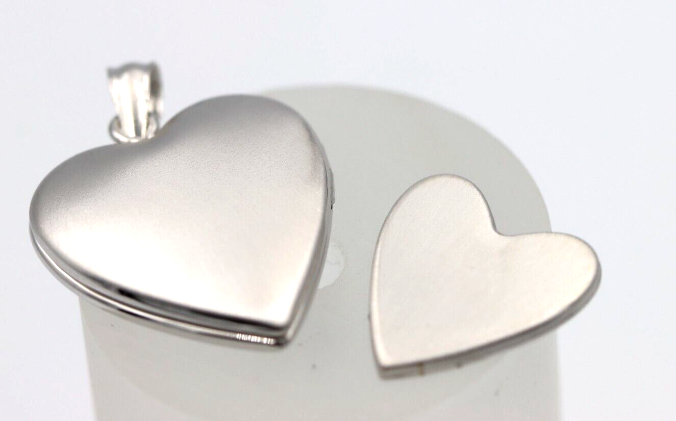 Sterling Silver 20mm Plain Memorial Heart Brushed/Polished Locket