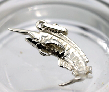 Genuine Sterling Silver Large Marlin Solid Pendant Charm