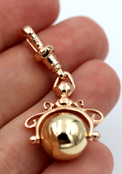 Kaedesigns New Genuine 9ct Yellow & Rose Gold Swivel 12mm Ball Spinner Pendant