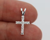 Cubic Zirconia 925 Sterling Silver Delicate Small Cross Pendant