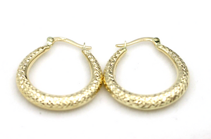 Genuine New 14ct Yellow Gold Oval Hoop Hollow Earrings