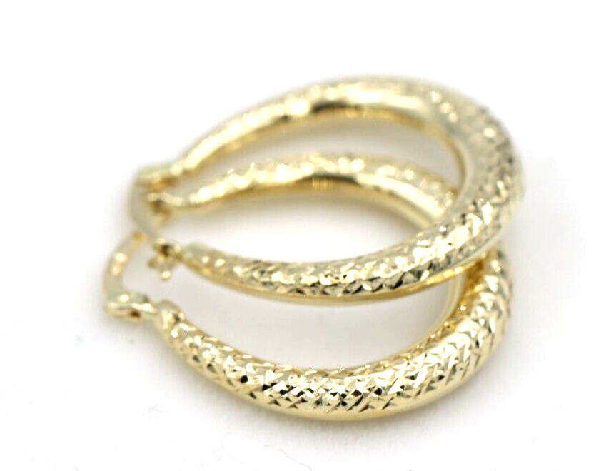 Genuine New 14ct Yellow Gold Oval Hoop Hollow Earrings