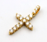 0.699cts Genuine 18ct 750 Yellow Gold Round Diamond Cross Pendant -Free post