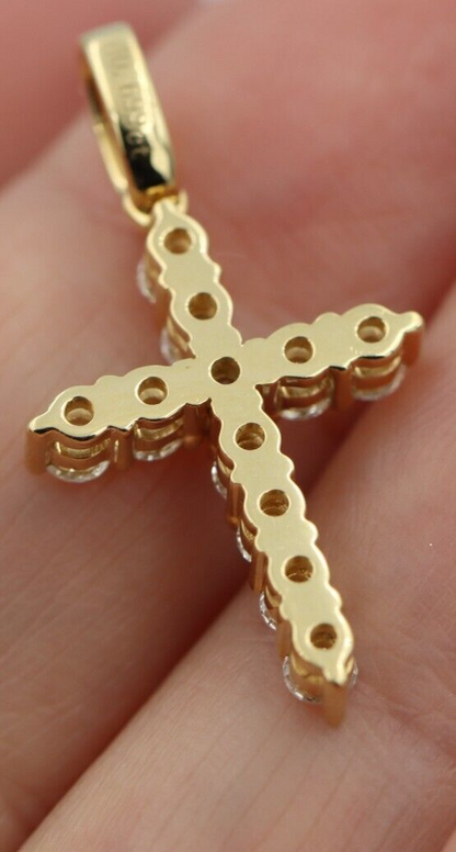 0.699cts Genuine 18ct 750 Yellow Gold Round Diamond Cross Pendant -Free post