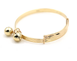 Genuine 9ct Yellow Gold 3.7mm wide Adjustable Baby Bangle with Bells