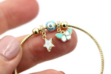 Genuine 14ct Yellow Gold Baby Bangle Charms, Star, Butterfly, Eye - Free post