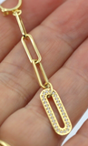 Genuine 14ct Yellow Gold Paper Clip Hook Cubic Zirconia Earrings - Last pair!