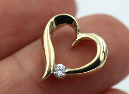 9ct 375 Yellow Gold Cubic Zirconia Heart Slider Pendant