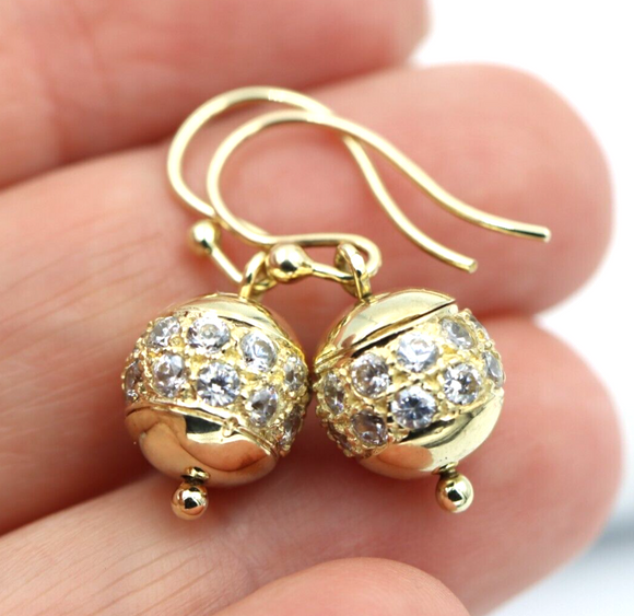 Kaedesigns New 9ct 9k Yellow Gold 10mm Cubic Zirconia Ball Earrings - Free post
