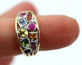 Genuine 18ct 18kt Yellow Gold Diamond and Coloured Sapphire Ring