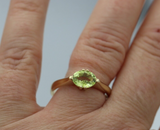Genuine 9ct Yellow Gold Oval Double Claw Green Peridot Ring Last one! Free post