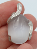 Genuine Cubic Zirconia 925 Sterling Silver Large Moonstone Pendant -Free post