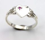 Kaedesigns New Sterling Silver Heart Pink Sapphire Set Signet Ring