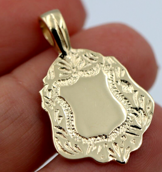 Kaedesigns New Genuine Solid 9K 9ct Yellow, Rose or White Gold Shield FOB Pendant