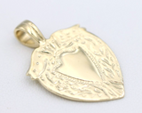 Genuine Solid 9K 9ct Yellow, Rose or White Gold Engraved Shield FOB Pendant