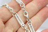 Heavy Genuine Sterling Silver Antique Oval Belcher Link FOB Chain Necklace