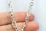 Heavy Genuine Sterling Silver Antique Oval Fancy Links FOB Chain Necklace