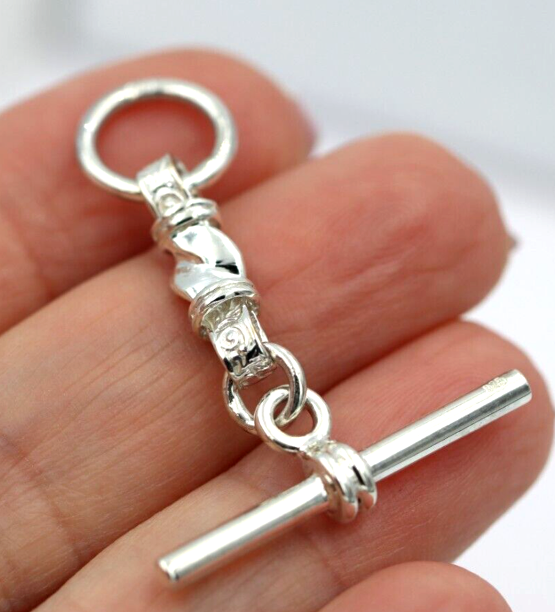 Genuine Sterling Silver Antique Oval Fancy Links FOB for Necklace