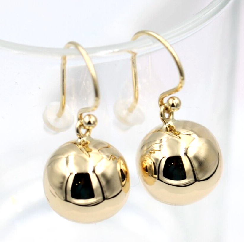 Kaedesigns Genuine New 9ct 9kt Yellow, Rose or White Gold 14mm Euro Ball Drop Earrings