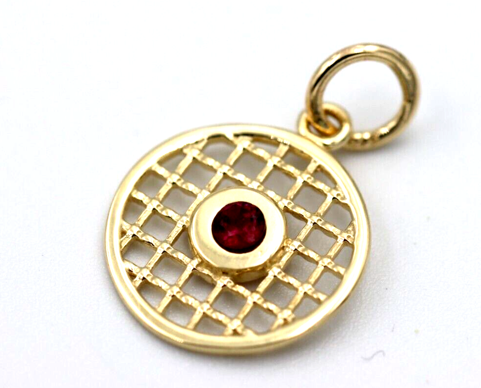 9ct Genuine Yellow, Rose or White Gold Hyderabadi Garnet 13mm Round Circle Pendant