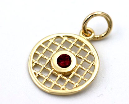 9ct Genuine Yellow, Rose or White Gold Hyderabadi Garnet 13mm Round Circle Pendant