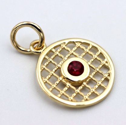 9ct Genuine Yellow, Rose or White Gold Hyderabadi Garnet 13mm Round Circle Pendant