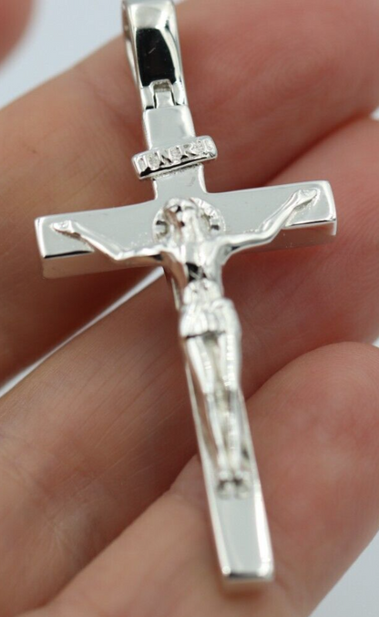 Genuine Large Heavy Sterling Silver 925 Crucifix Cross Pendant