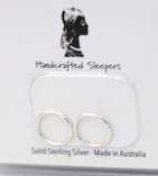 Genuine Sterling Silver Sleepers Hinged Earrings Plain 8mm