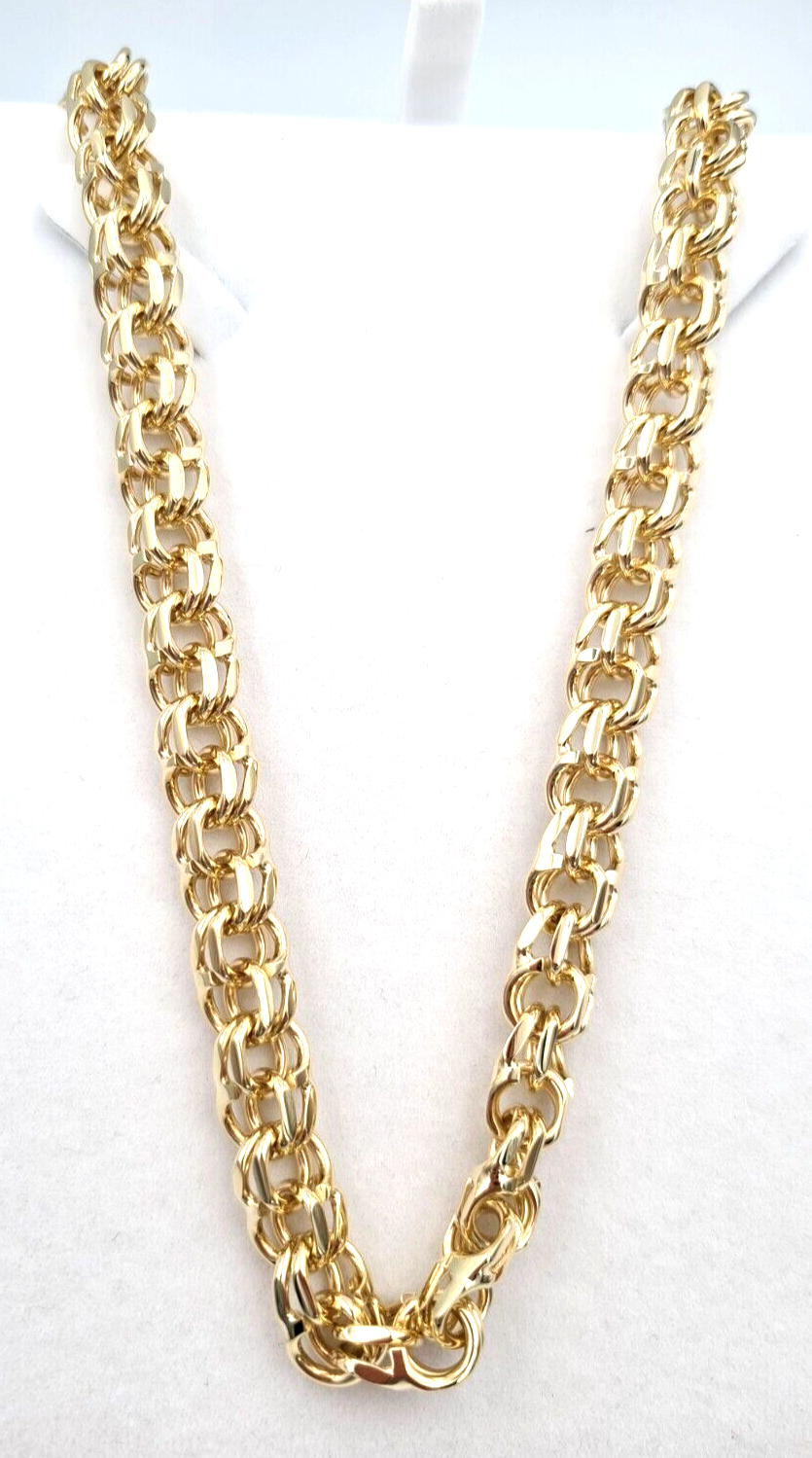 Genuine 9ct Yellow Gold Handmade Solid Heavy Garibaldi Necklace Chain 60cm long