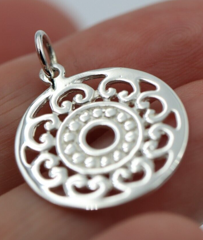 Kaedesigns, New Genuine New Sterling Silver 925 Filigree Round Pendant