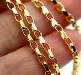 Genuine 9ct Yellow Gold Diamond Cut Oval Belcher Chain Necklace 55cm