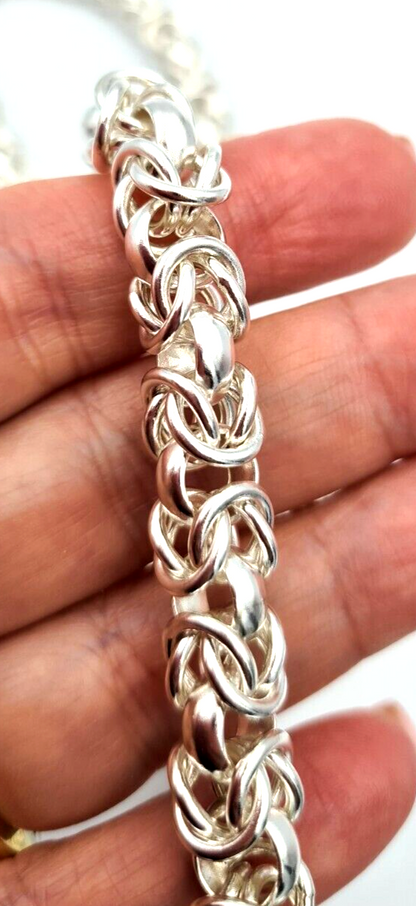 Fine Silver 999 Kerb Byzantine Heavy Bracelet 21cm 53g