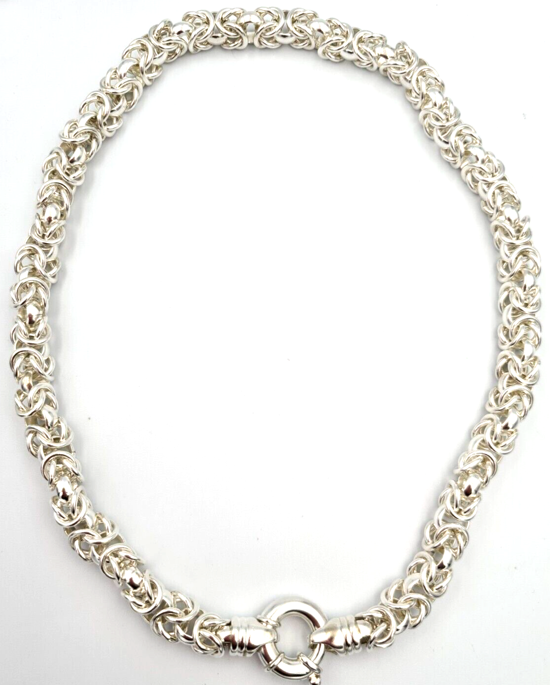 Genuine Fine Silver 999 Byzantine Heavy Necklace 47cm 128g