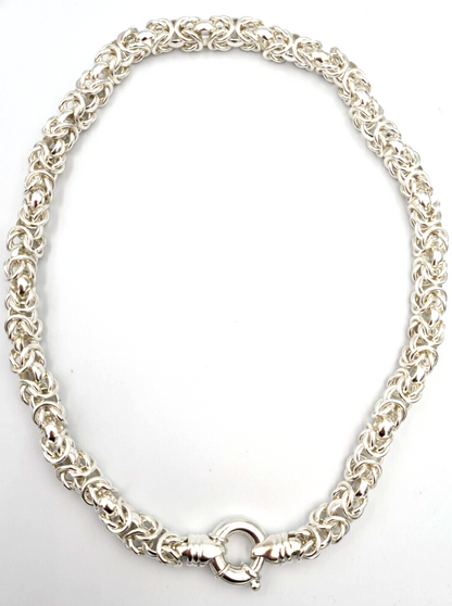 Genuine Fine Silver 999 Byzantine Heavy Necklace 47cm 128g