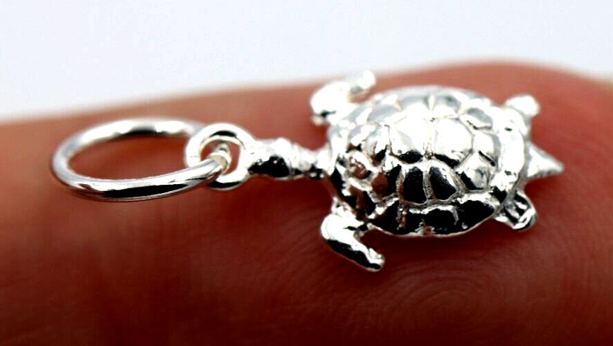 Genuine Sterling Silver 925 Turtle Charm / Pendant