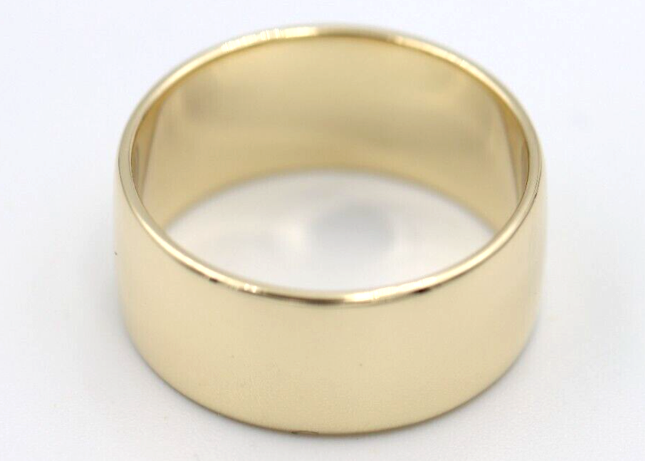 Genuine New Size Q 1/2 Genuine 9K 9ct Yellow, Rose or White Gold Full Solid 10mm Wide Flat Edge Tube Band Ring