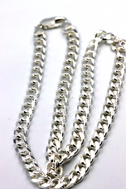 Sterling Silver Diamond Cut Heavy Kerb Curb Chain Chain Necklace 50cm 49.7gms